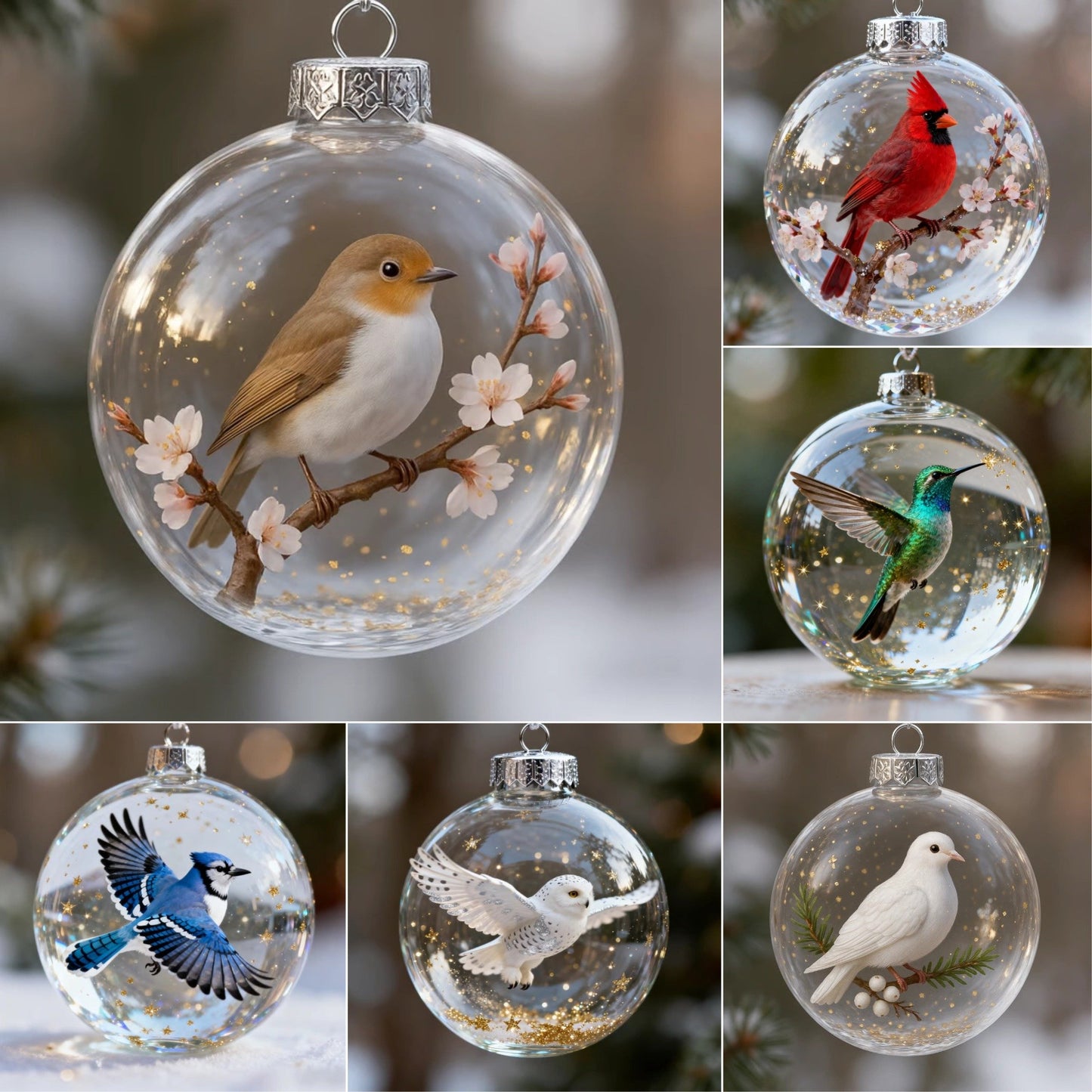 🐦Nature's Birds Crystal Glass Ornament Gift Set