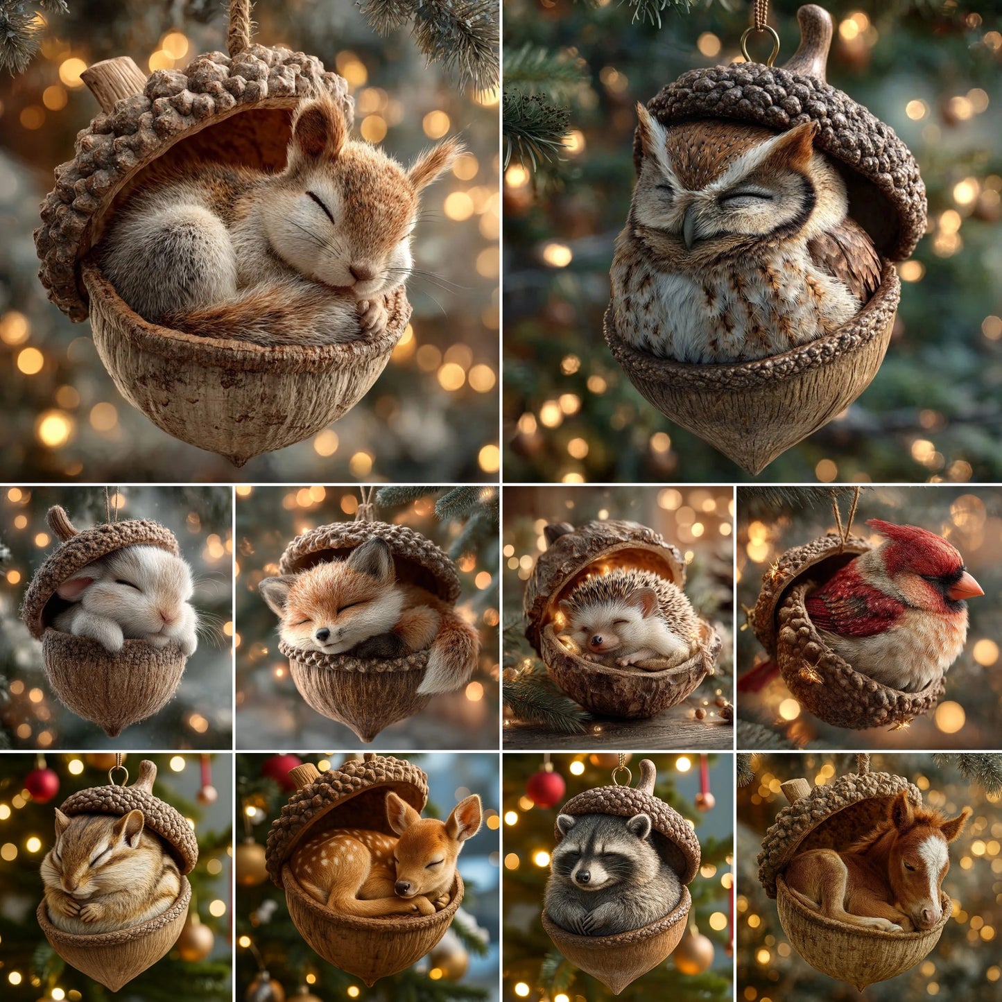 πβ€οΈ Forest Animal Acorn Ornaments β Cozy Forest Christmas Ornaments