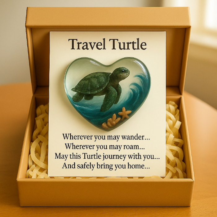 Travel Turtle Heart Token & Message Card – A Keepsake for the Journey