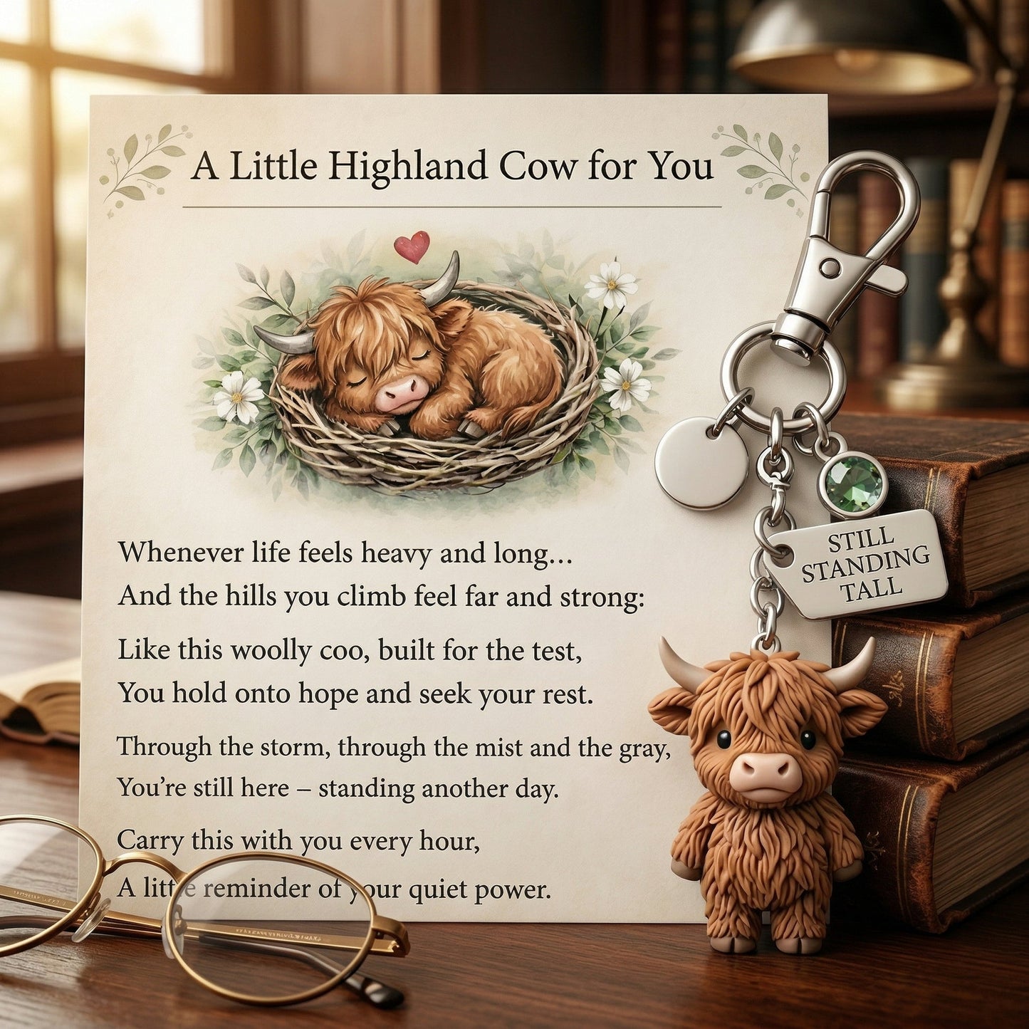 🐮❤️A Little Highland Cow For You Keychain: Your Daily Reminder of Quiet Strength