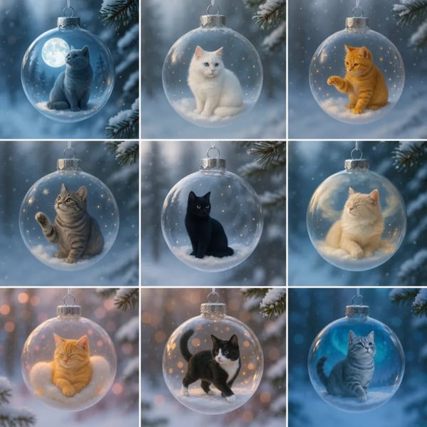 🔥Last Day 50% OFF - Cute Cat Christmas Glass Ornaments Collection