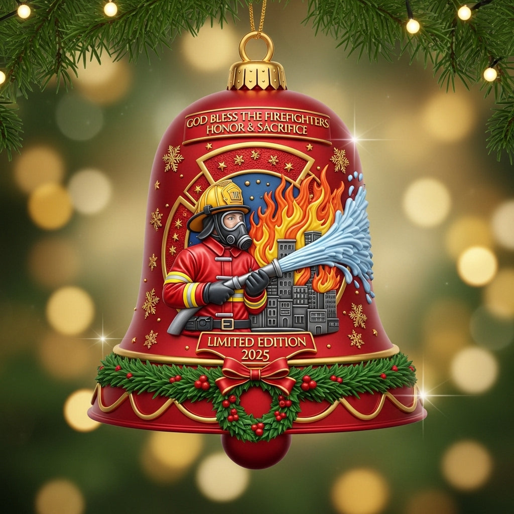 🌲Christmas Gifts--🚒Firefighter Christmas Bell Ornament