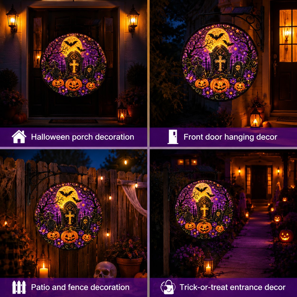 ππ Solar Halloween LED Hanging Sign Light π»