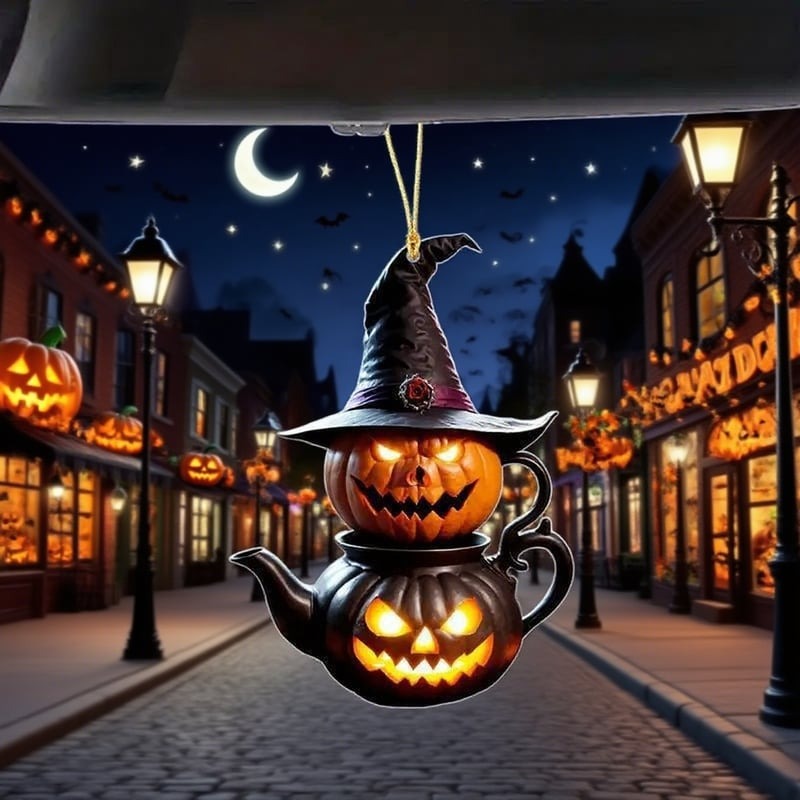 🎃 Halloween Pumpkin Teapot Ornament