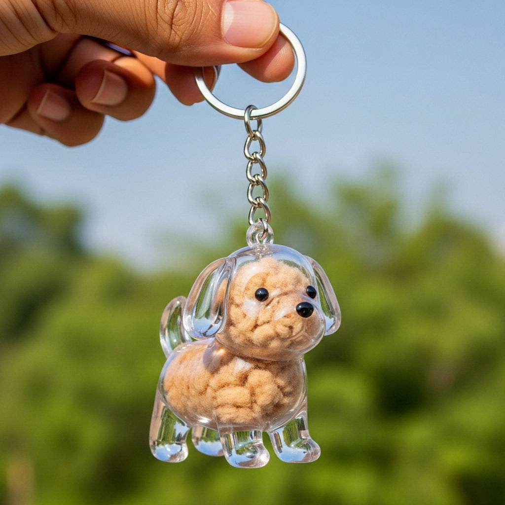 Dog Hair Collector Keychain Charm Memorial Storage Box