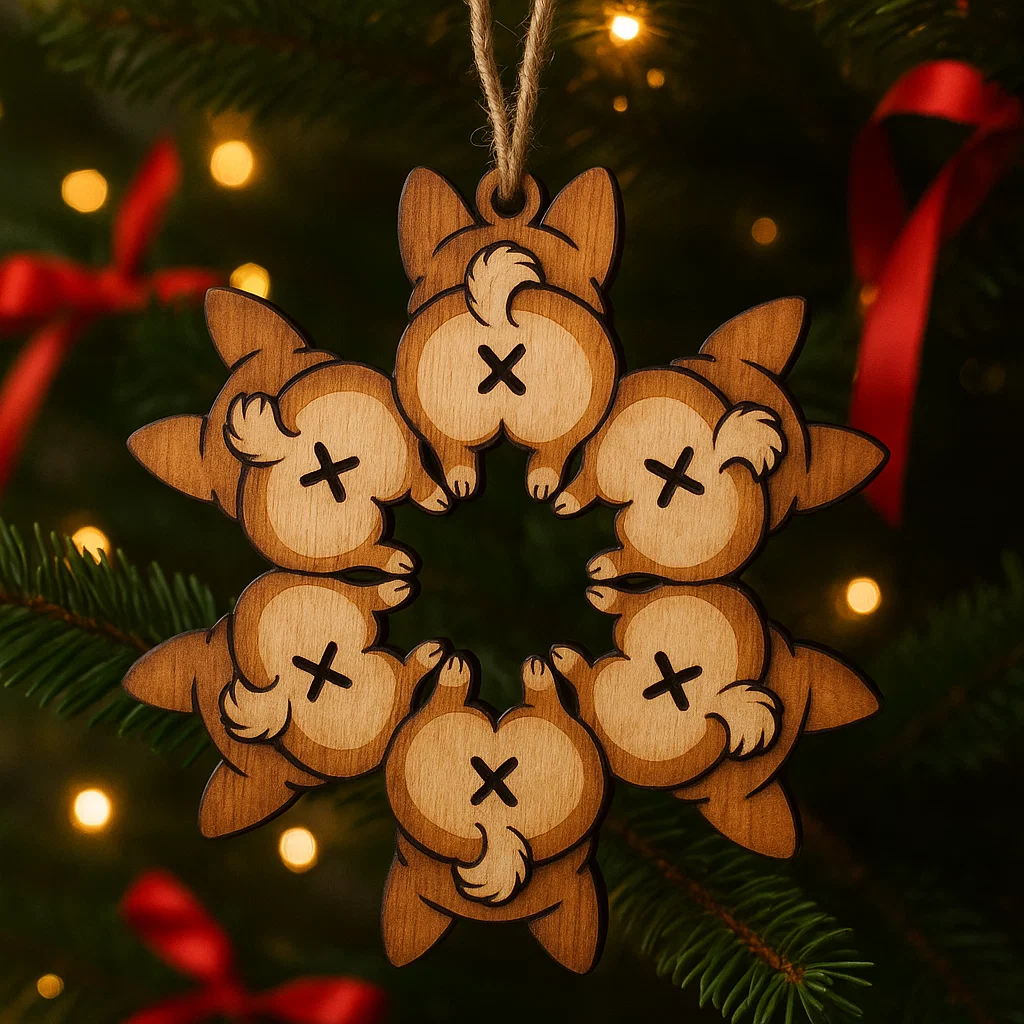 🐶Corgi Butt Snowflake Christmas Ornament