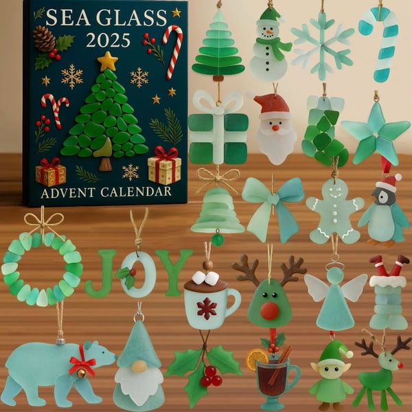 🔥LAST DAY 49% OFF🌊Sea Glass Christmas Ornaments Advent Calendar 2025