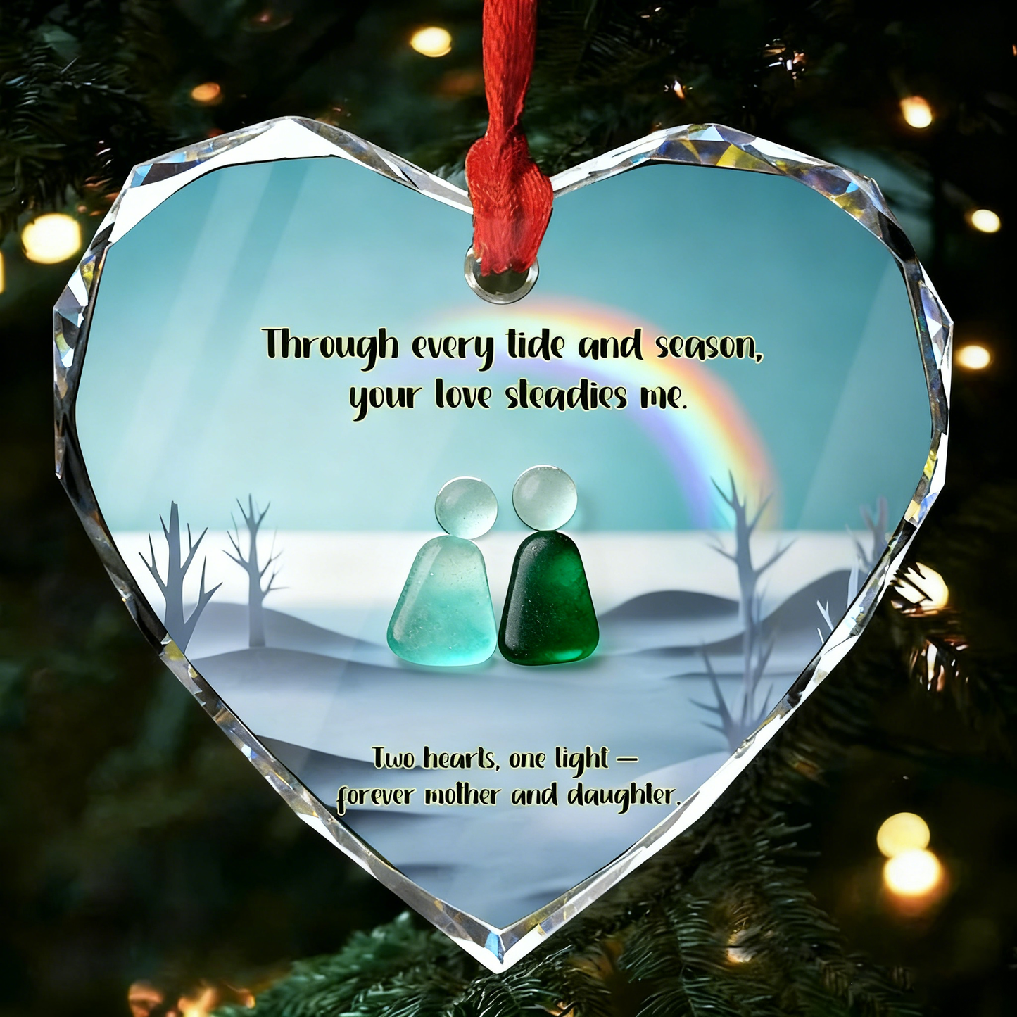 🌲Christmas Gift--Mother and Daughter Sea Glass Ornament – Through Every Tide and Season
