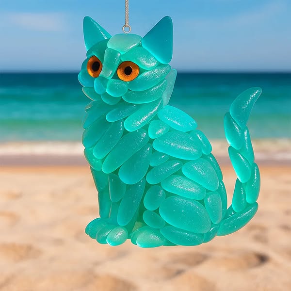 🔥 Black Friday--Sea Glass Cat Ornament