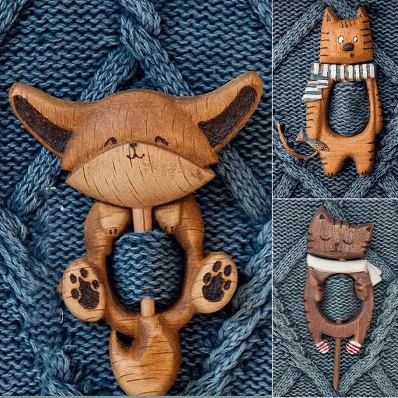 🔥LAST DAY 50% OFF - 🦊Wooden Animal Brooches