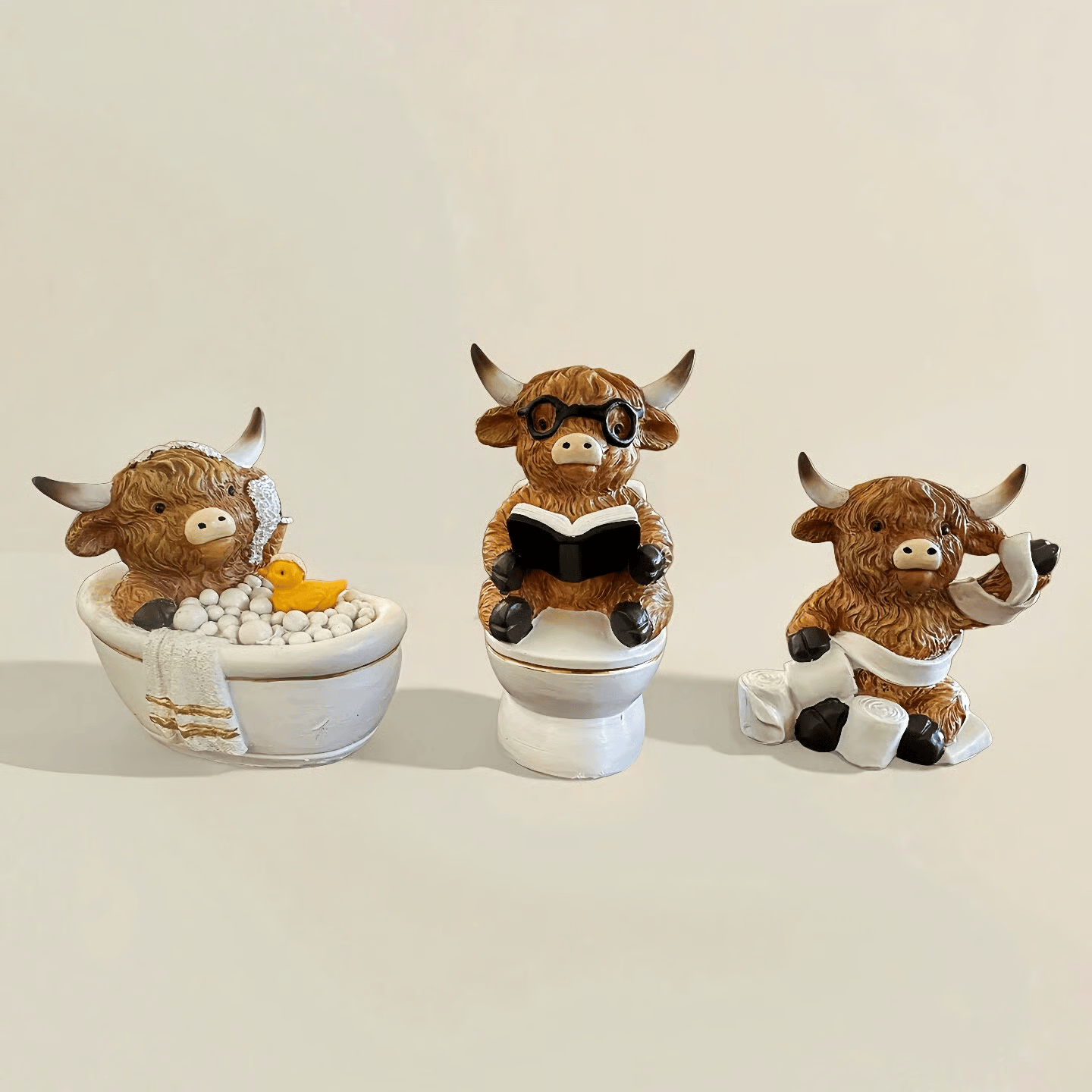 🔥🔥New Year--🐂Highland Cow Bathroom Ornaments