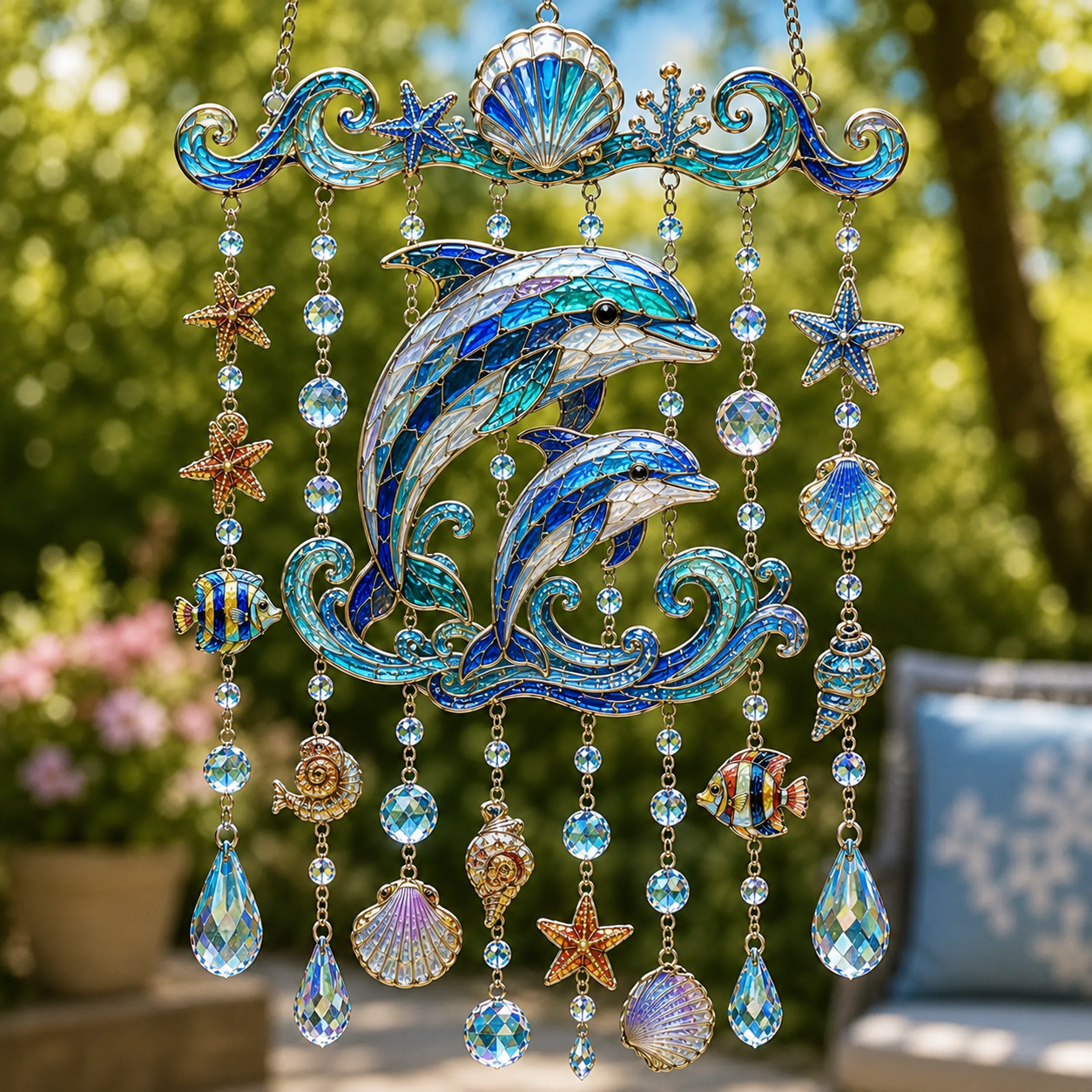 š Ocean-Themed Crystal Wind Chime ā Bring the Ocean Glow to Your Garden