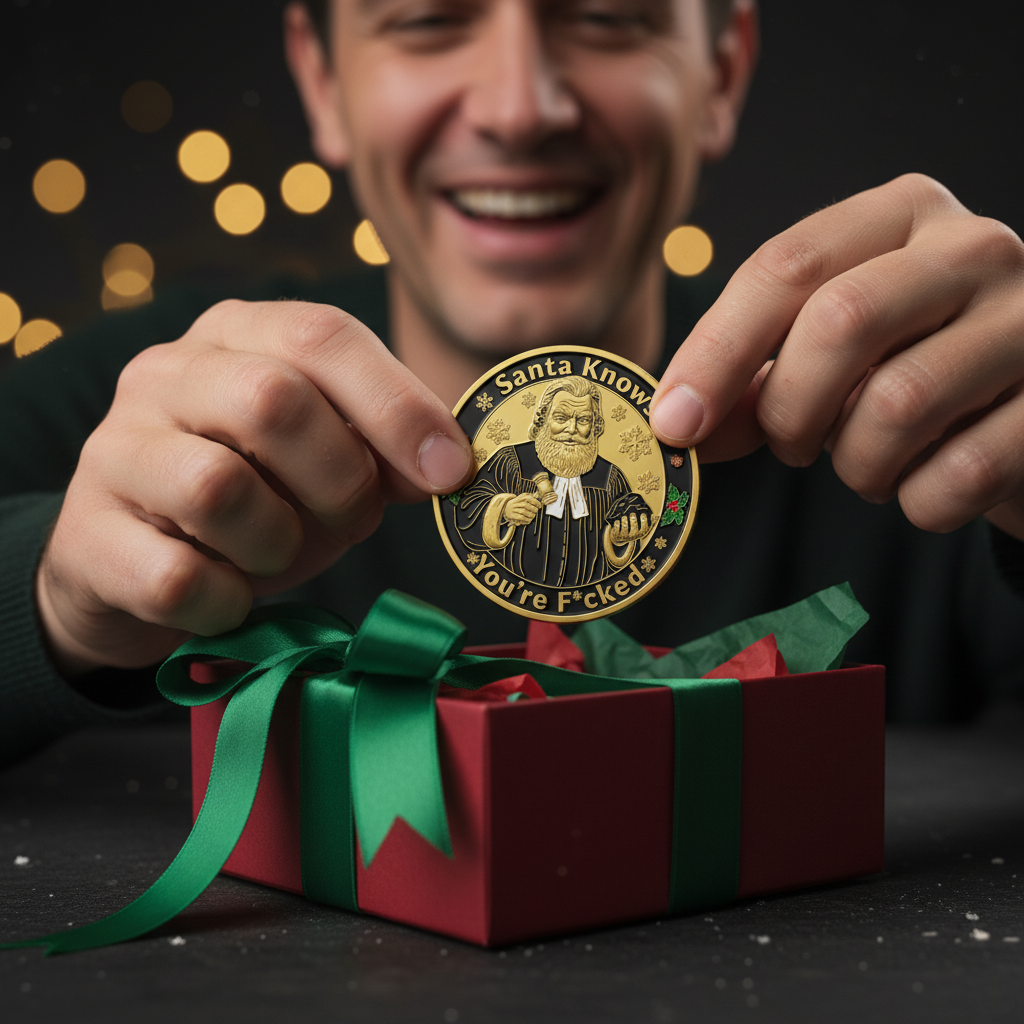 Early Christmas Sale 60%🎅Santa Knows You’re F*cked Coin – Funny Christmas Gift