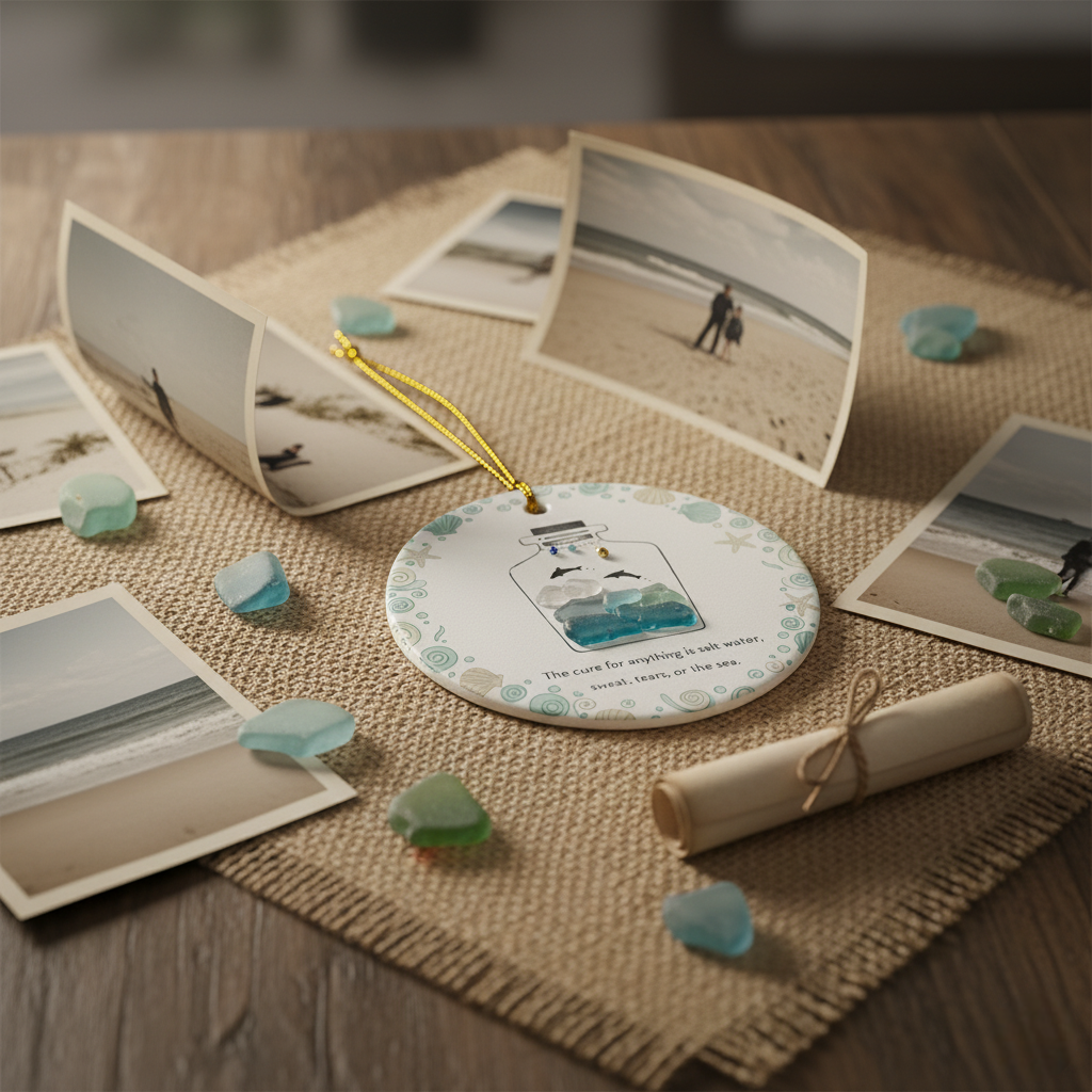 Ocean Saltwater Cure Sea Glass Ornament