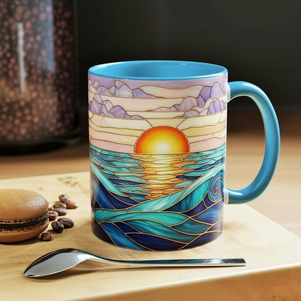 π Stained Glass Sunset Mountain Mug