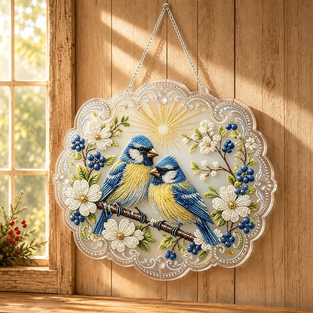 ✨🐦Beginner-Friendly-🐦Cardinals & Sunrise Diamond Art Hanging Ornament Kit