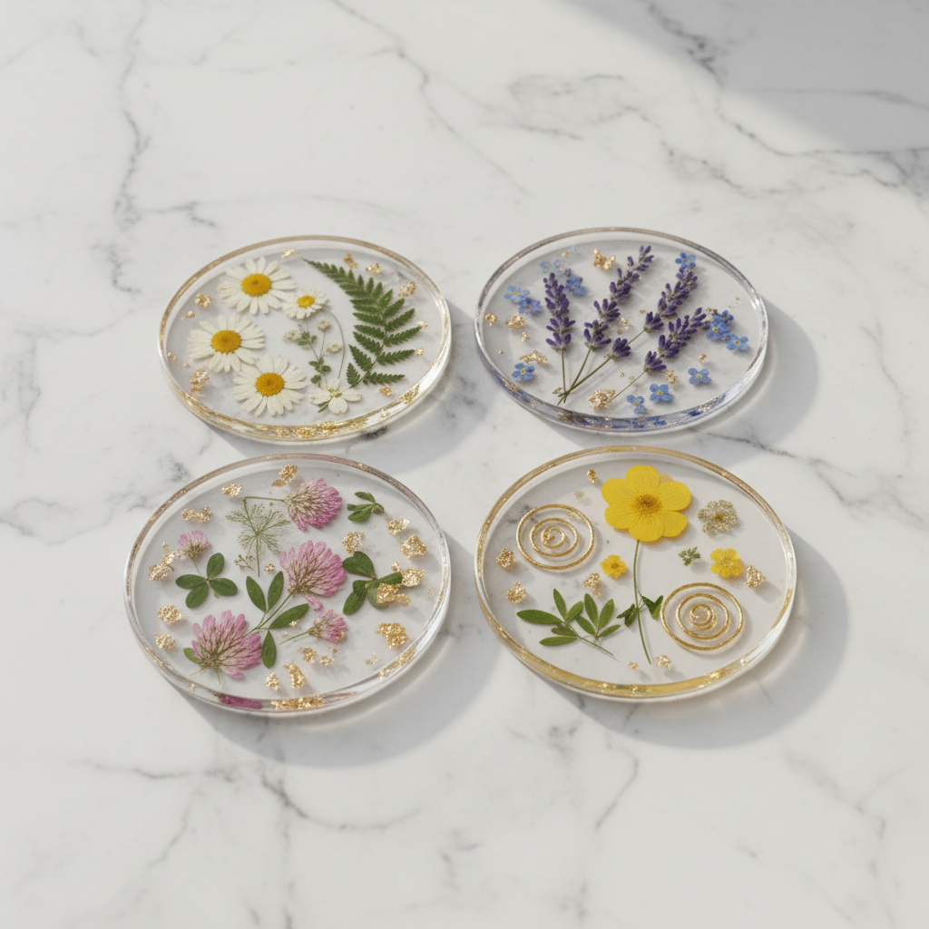 Pressed Flower Resin Coasters