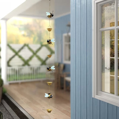 🐝🐝Whimsical Bee Rain Chain— Transforming Rainy Days into a Garden Spectacle