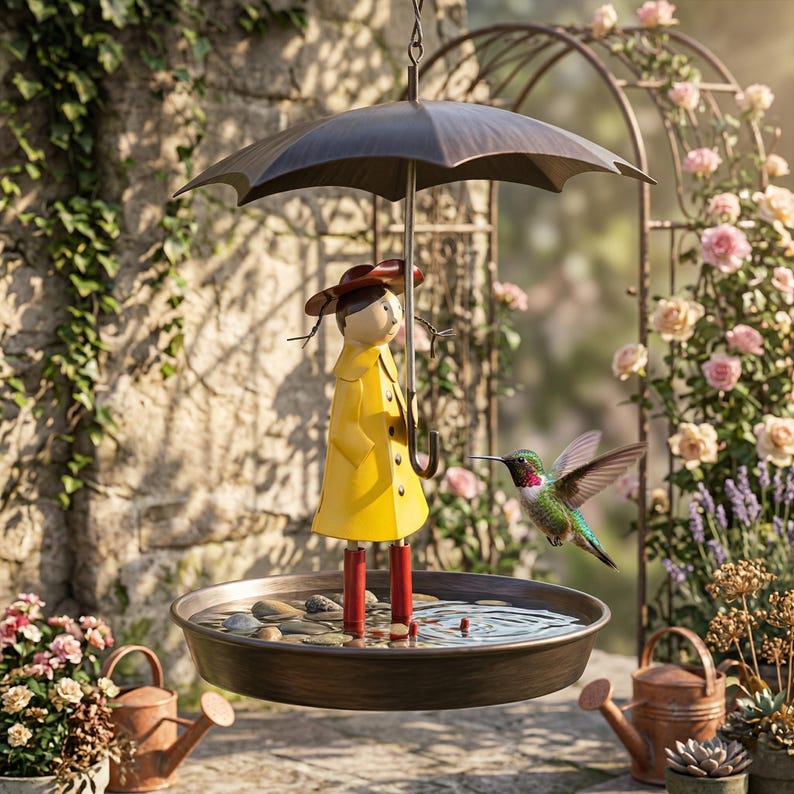 🔥Whimsical Umbrella Girl Bird Feeder, Cute Garden Decor & Perfect Gift for Bird Lovers