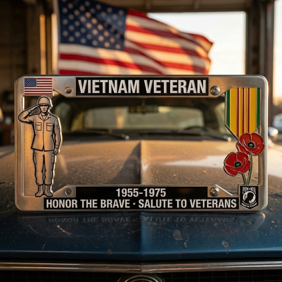 🎖️🦅Vietnam Veteran Tribute License Plate Frame | Perfect for Front & Rear Use