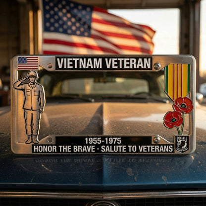 🚗🚗July 4th Gift Hot Sale--Vietnam Veteran Tribute License Plate Frame | Perfect for Front & Rear Use