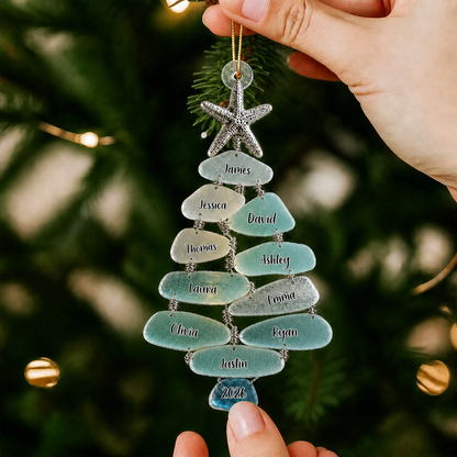 Family Sea Glass Christmas Tree - Personalized Family Ornament