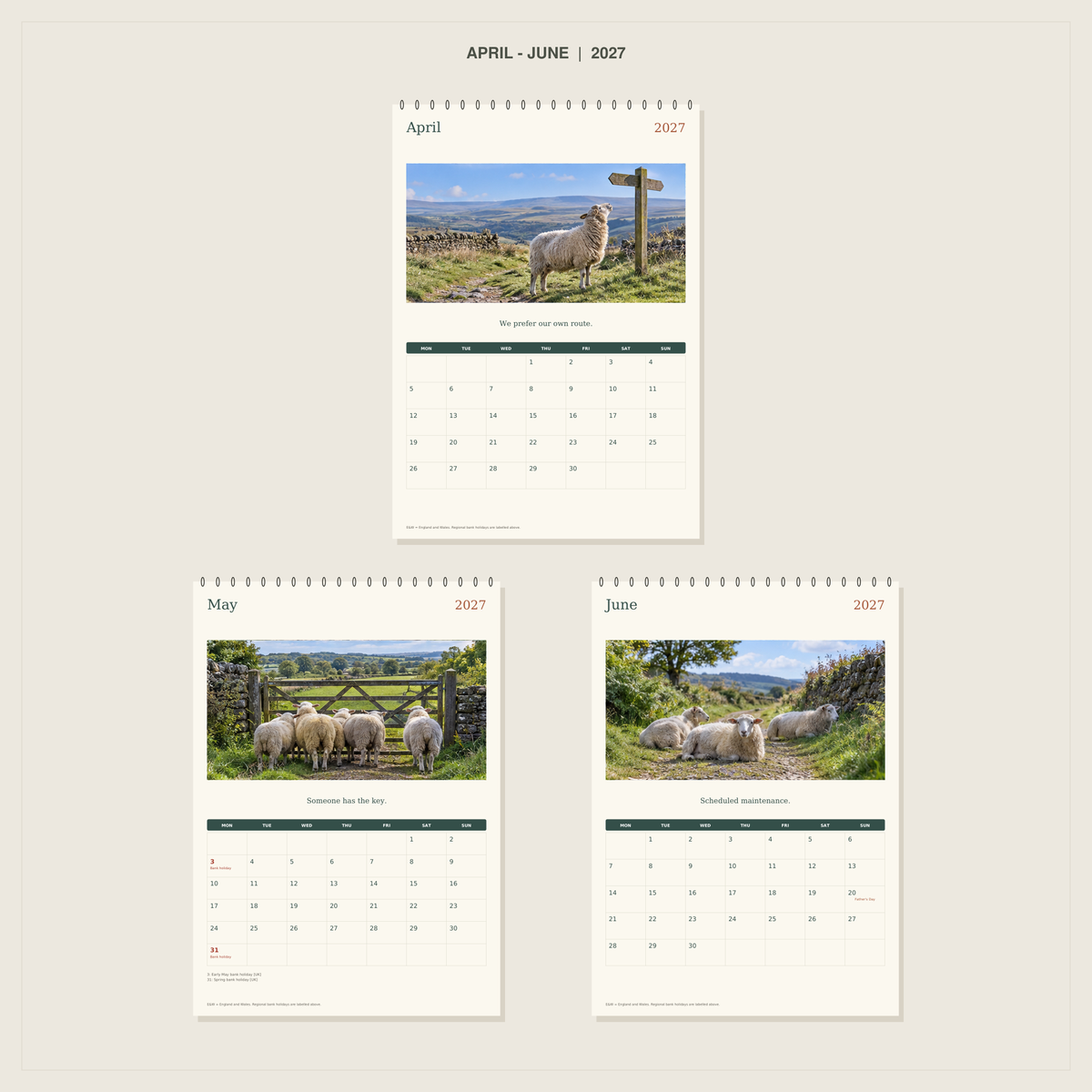 🔥Sheep With Places to Be - 2027 A4 Wall Calendar