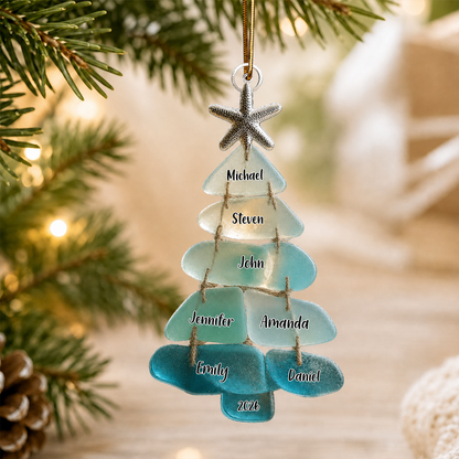Family Sea Glass Christmas Tree - Personalized Family Ornament