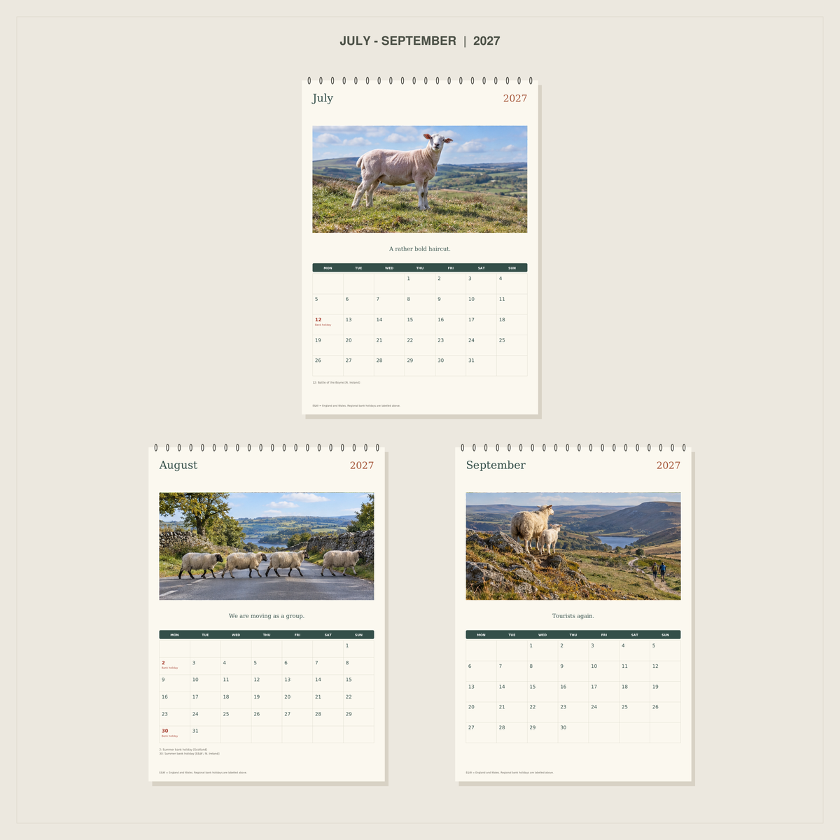 🔥Sheep With Places to Be - 2027 A4 Wall Calendar