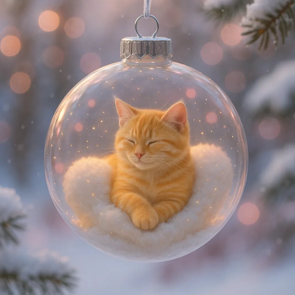 🔥Last Day 50% OFF - Cute Cat Christmas Glass Ornaments Collection
