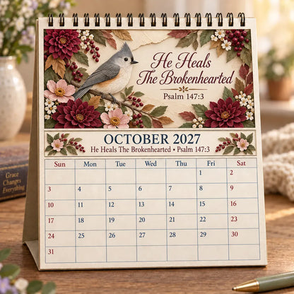 ✝️✝️ 3D Christian Calendar 2027 | 12 Scripture Designs with Nature Scenes, Birds & Flowers for Faith-Filled Homes & Meaningful Gifts 🎁