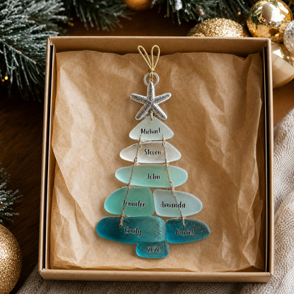 Family Sea Glass Christmas Tree - Personalized Family Ornament