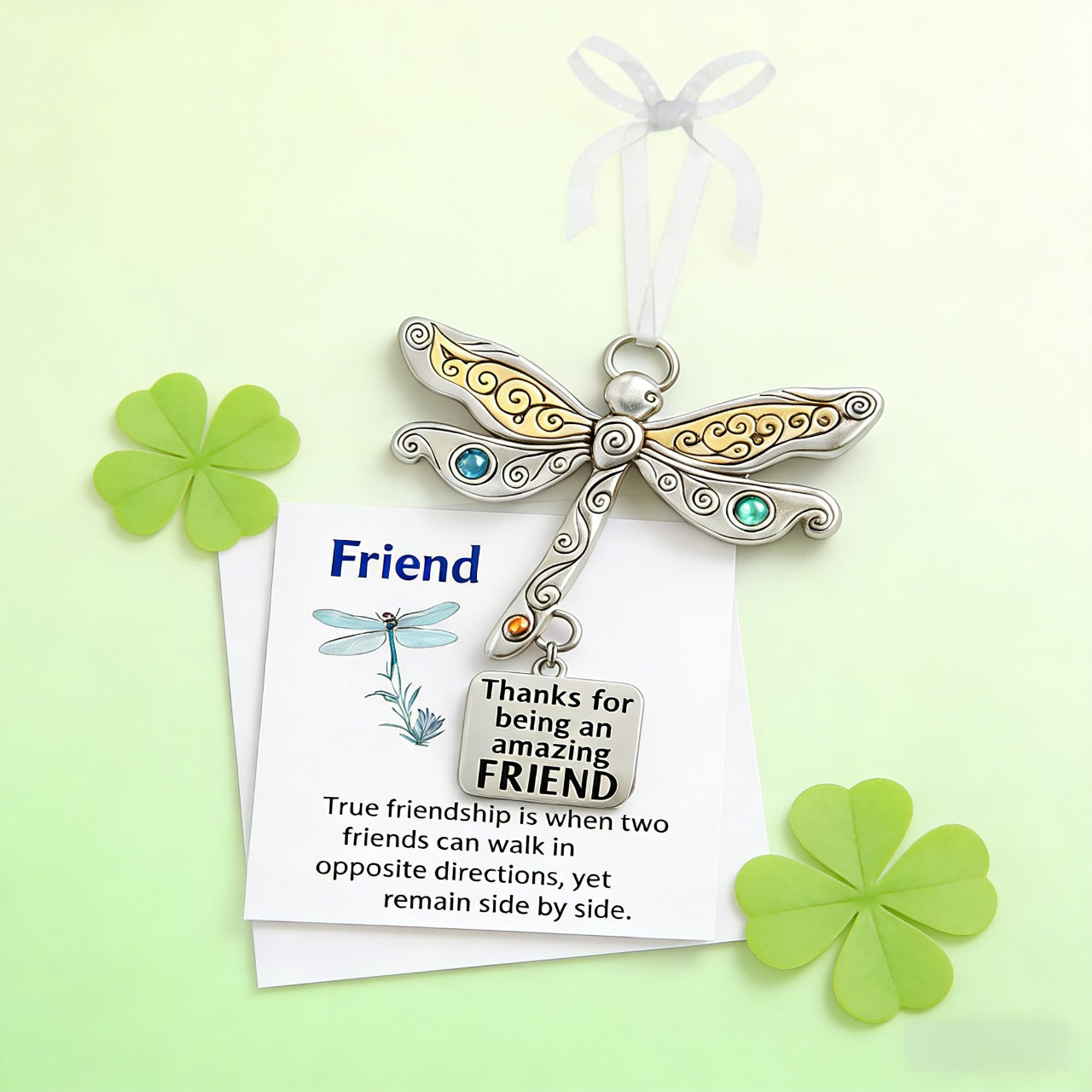 Friendship Dragonfly Ornament With Sentimental Quote -🌟 Gift for Best Friends
