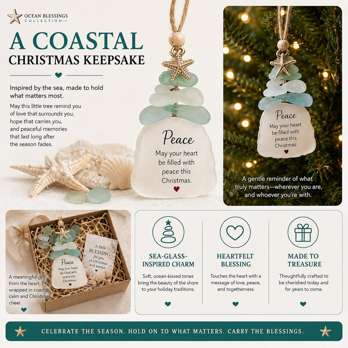 Ocean Blessings Sea Glass Christmas Ornaments