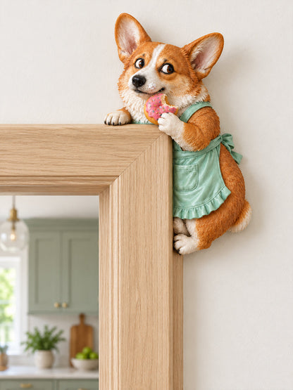 👀Adorable Corgi Door Frame Decor Funny Corner Wall Art