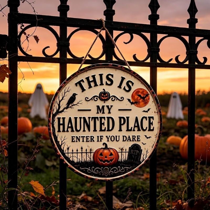 🎃🦇 Welcome to Your Haunted Haven: This Is My Haunted Place Halloween Door Sign