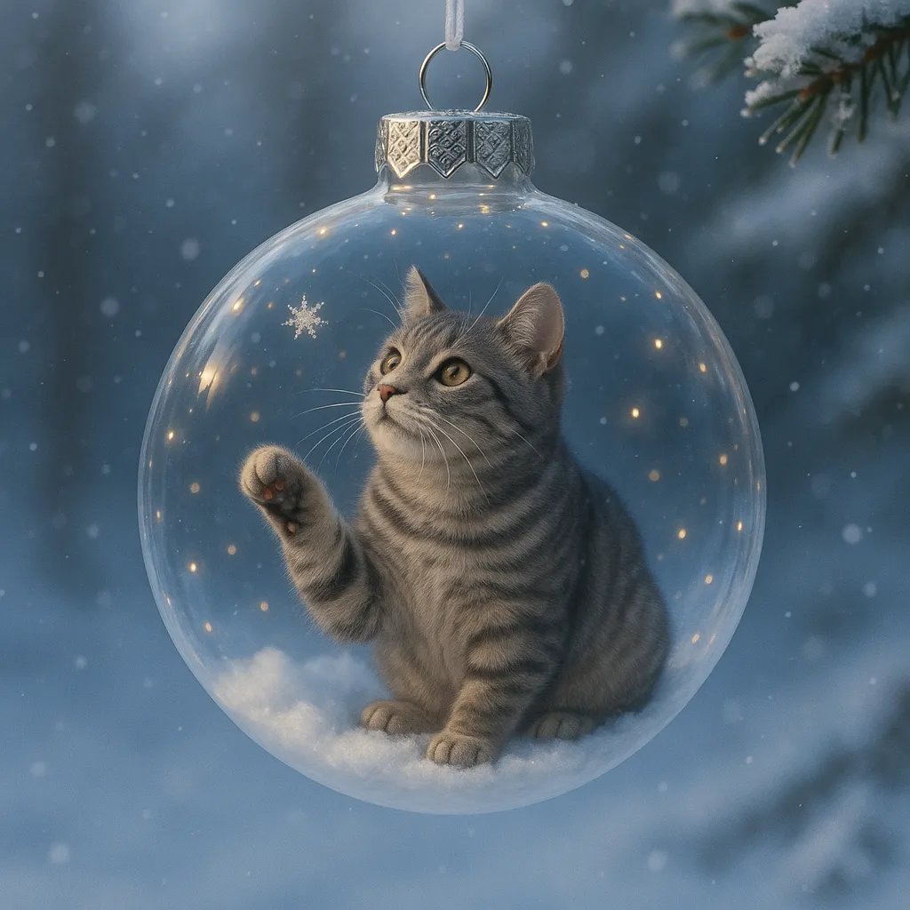 🔥Last Day 50% OFF - Cute Cat Christmas Glass Ornaments Collection