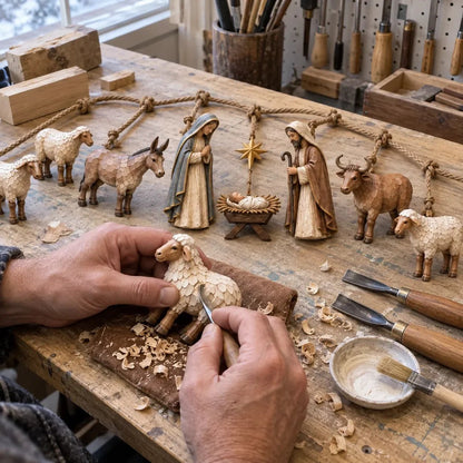 🌹✝️🎄Handcrafted Wooden Nativity Garland(📦Buy 2 Free Shipping)