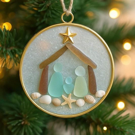 Sea Glass Nativity Christmas Ornament