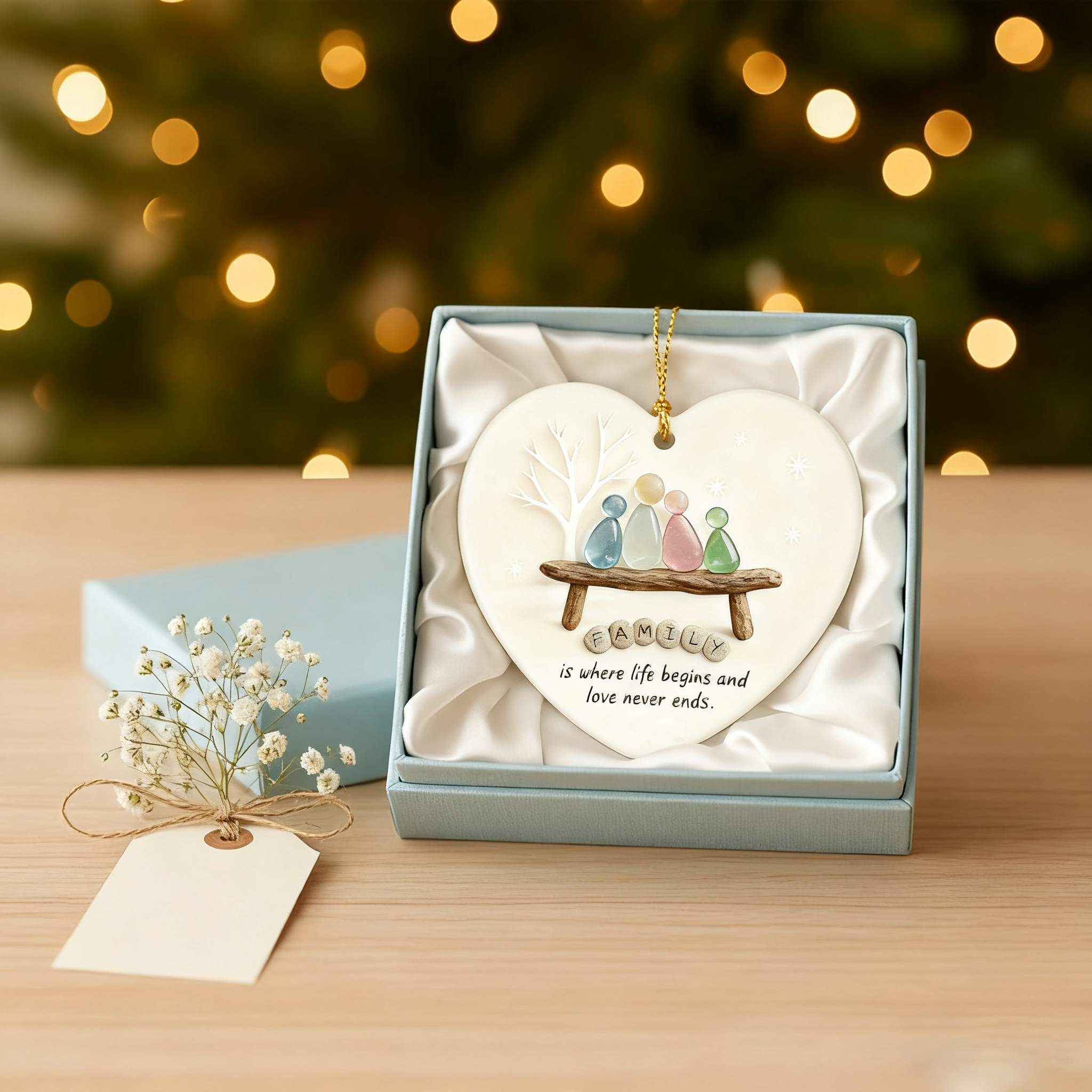 🌊Heart Sea Glass Family Ornament