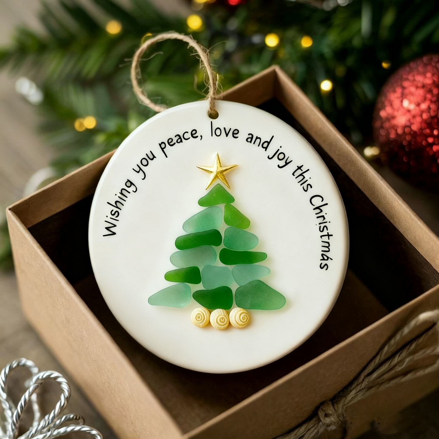 Handmade Coastal Sea Glass Christmas Decor