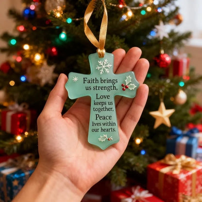 ✝️Inspirational Cross Sea Glass Christmas Ornament