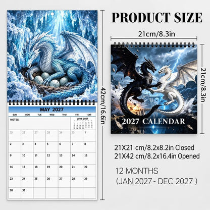 Dragons of a Higher World 2027 Wall Calendar – 12-Month Epic Fantasy Dragon Calendar, Mystical Legendary Art Hanging Planner for Dragon Lovers