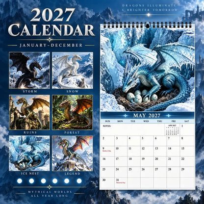 Dragons of a Higher World 2027 Wall Calendar – 12-Month Epic Fantasy Dragon Calendar, Mystical Legendary Art Hanging Planner for Dragon Lovers