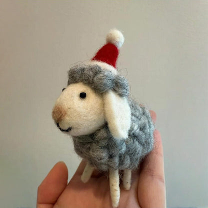🎄🐑 Handmade Wool Felt Sheep Ornaments