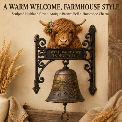🎅🎅 2026 Christmas Gift 50% Off--🐂Highland Cow Farmhouse Welcome Bell🔔