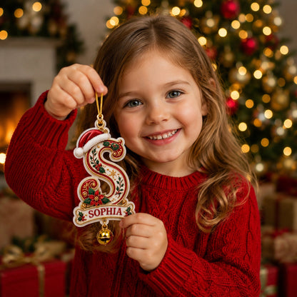 Personalized Christmas Initial Ornament – Custom Name Keepsake