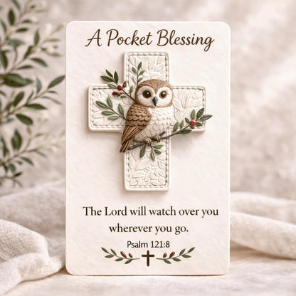 🕊️🕊️ Handmade 3D Bird Pocket Cross -🙏 Genuine Leather Portable Blessing, Includes Scripture Card 💕