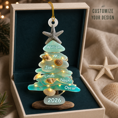 Family Sea Glass Christmas Tree - Personalized Family Ornament