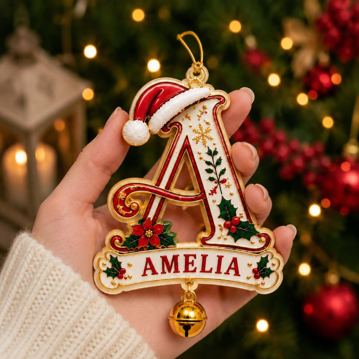 Personalized Christmas Initial Ornament – Custom Name Keepsake